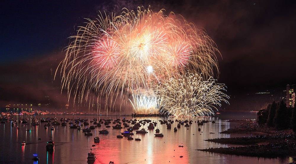 Celebration of Light fireworks over Vancouver harbour